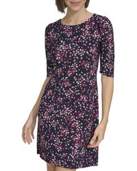 Tommy Hilfiger - S Floral Jersey Short Puff Sleeve Dress - Lyst