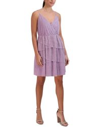 BCBGeneration - Fit And Flare Mini Cocktail Dress Adjustable Spaghetti Straps Surplice Neck Tiered Ruffle Skirt - Lyst
