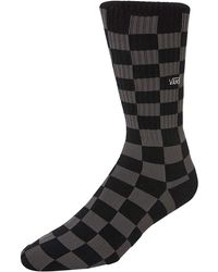 Vans - Checkerboard Crew Black/charcoal Socks Size S/m - Lyst