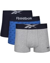 Reebok - Boxershorts aus superweichem Baumwollstoff in Grau/Blau/Marineblau mit kontrastierendem elastischem Bund - Lyst