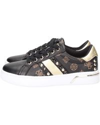 SCARPE GUESS DONNA SNEAKER RICENA 4G LOGO PEONY BROWN BLACK FL6RICFAL12