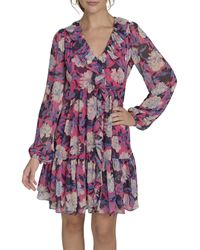 Tommy Hilfiger - Long Sleeved Ruffle Flattering Shift Dress - Lyst