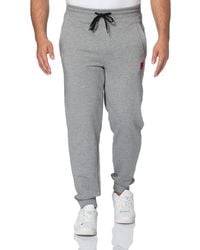 HUGO - Cotton-terry Tracksuit Bottoms With Red Logo Label - Lyst