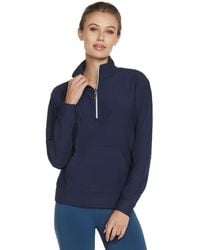 Skechers - Goluxe Rib 1/4 Zip Blue Iris - Lyst