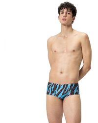 Speedo - 13.5cm Club Training Allover Brief Swim Trunks Swimmers Black Blue - Lyst