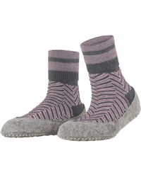 FALKE - Cosyshoe Herringbone Slipper Socks Virgin Wool Black Grey Navy Blue Thick Warm Patterned With Printed Silicone Nubs On Soles For - Lyst