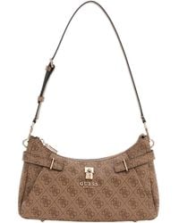 Guess - Borsa a tracolla Yesba Shoulder Bag Latte Logo marrone chiaro - Lyst