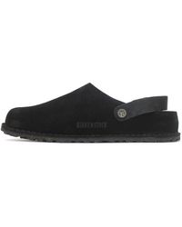 Birkenstock - Lutry Premium Suede Black Sandals 5.5 Uk - Lyst