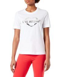 Love Moschino - Cotton Round Neck Short Sleeve Printed T-shirt - Lyst