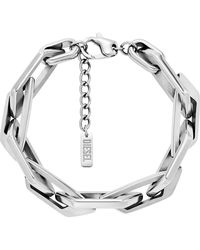 DIESEL - Silberfarbenes Edelstahl Armband - Lyst