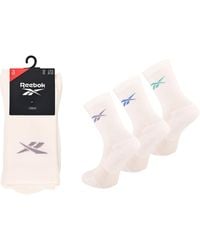 Reebok - Unisex 'essentials' Crew Socks - Mens & Ladies, Cotton, Sports Use, Cushioned, Arch Support, Plain With Logo, 3 Pair - Lyst