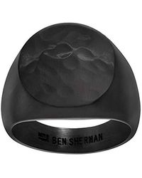 Ben Sherman London Logo Signet Ring for in Black IP Plated Stainless Steel (Various Sizes) - Schwarz
