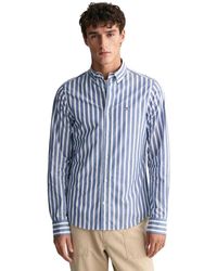 GANT - S Wide Poplin Stripe Shirt College Blue M - Lyst