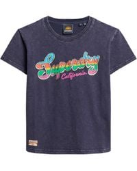 Superdry - Figurbetontes T-Shirt mit Cali-Sticker Kräftiges Marineblau Strukturiert 38 - Lyst