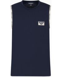 Emporio Armani - Cotton Loungewear Tank Top With Logo Piping And Patch - Lyst