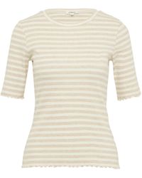 S.oliver - Geripptes T-Shirt mit Ziersaum beige 44 - Lyst