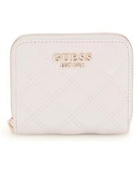 Guess - Giully Ii Slg Zip Around Wallet M Cream White - Lyst
