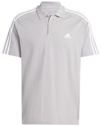 adidas - Essentials Piqué Embroidered Small Logo 3-Stripes Polo Shirt Kurzärmliges Poloshirt - Lyst