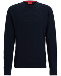 HUGO - S Sonderson Relaxed-fit Sweater In Pure Cotton With Knitted Structure - Lyst