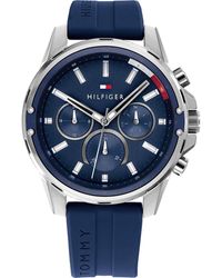 Tommy Hilfiger - Analogue Multifunction Quartz Watch For Men With Blue Silicone Bracelet - 1791791 - Lyst