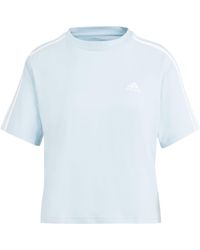 adidas - Essentials 3-Stripes Single Jersey Crop Top Camiseta - Lyst