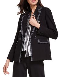 Anne Klein - Animal Print Viscose Double-Breasted Blazer - Lyst