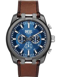 DIESEL - Split Stainless Steel And Leather Chronograph Watch - Lyst