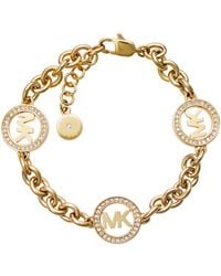 Michael Kors - Stainless Steel And Pavé Crystal Mk Logo Chain Bracelet For - Lyst