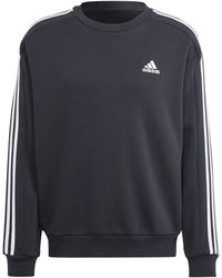 adidas - Male Adult Essentials Fleece 3-stripes Boxy Sweatshirt - Lyst