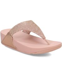 Fitflop - S Lulu Shimmerlux Toe Post Synthetic Rose Gold Sandals 6 Uk - Lyst
