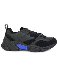 tommy hilfiger material mix lightweight logo trainer in black