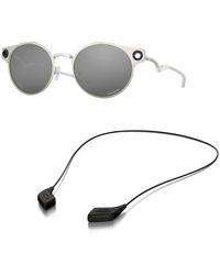 Oakley - Lot de lunettes de soleil : OO 6046 604601 P ne dormant en chrome satin Prizm BL accessoire kit laisse noir brillant - Lyst