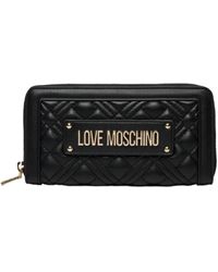 Love Moschino - Wallet Quilled Pu Black Gold - Lyst