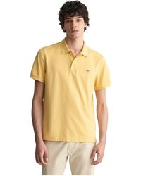 GANT - S Piqué Polo Shirt Dusty Yellow Xl - Lyst