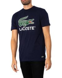 Lacoste - T-Shirt aus Baumwoll-Jersey mit Signatur-Aufdruck - Lyst