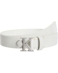 Calvin Klein - Monogram Plaque Buckle 2.5 Cm Leather Belt - Lyst