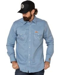 Wrangler - Big And Tall Big & Tall Flame Resistant Western Two Pocket Snap Shirt - Lyst