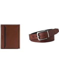 Fossil - Uomo Huntington Portafoglio in pelle marrone e cintura Parker - Lyst