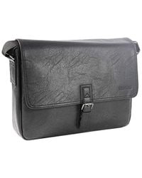 New Kenneth Cole Reaction Mens $160 The Grand Tour Pebbled Messenger Bag Black