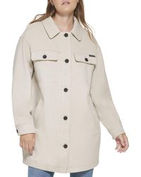 Calvin Klein - Womens Solid Drop Shoulder Long Shirt Style Jacket Jacket,khaki - Lyst
