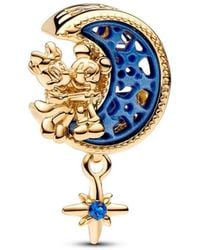 PANDORA - Moments Disney Micky Maus & Minnie Maus Halbmond Charm aus Sterling Silber mit vergoldeter Metalllegierung - Lyst