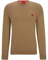 HUGO - S San Cassius-c1 Organic-cotton Sweater With Red Logo Label - Lyst