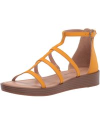Lucky Brand Leather Ellian Wedge Sandal in Black | Lyst