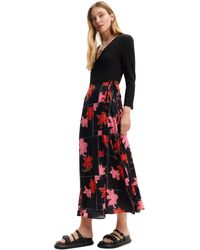 Desigual - Floral Wrap Midi Dress Black - Lyst