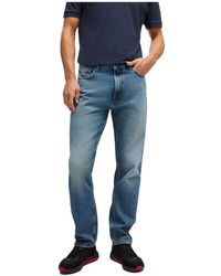 HUGO - 640 Regular-Fit Jeans aus blauem Denim mit mittlerer Bundhöhe Dunkelblau 34/32 - Lyst