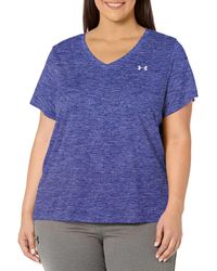 Under Armour Tech V-neck Twist Short Sleeve T-shirt in Purple