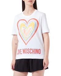 Love Moschino - Regular Fit In Cotton Jersey With Maxi Multicolor Heart T-shirt - Lyst