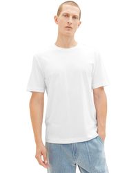 Tom Tailor - Basic T-Shirt mit Logo-Stickerei - Lyst