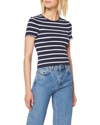 Tommy Hilfiger Donna Striped Babylock Tee Maglieria sportiva - Blu