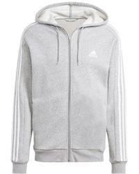 adidas - Fleece 3-stripes Full-zip Hoodie - Lyst